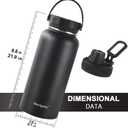 Navigate 32 oz Insulated Stainless Steel Sports Water Bottle with Spout & Handle Lids,Wide Mouth Water Jug with Double Walled Leak Proof Keep Cold for 24 Hrs Hot for 12 Hrs,Black