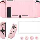 OLDZHU Pink Dockable Protective Case Cover Compatible with Nintendo Switch Joy-Con Controllers,with Glass Screen Protector and 4 Thumb Grips,Shock-Absorption and Anti-Scratch (Pink)