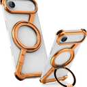 OATSBASF Minimalist Phone Case for iPhone Air, 360 Rotation Kickstand Aluminum Metal Frameless Design Bumper Z Case, Protective Shock Grade Shell for iPhone 17 Air, Orange