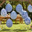 Realspring 12 Pcs 12 Inch Inflatable Blue and White Easter Eggs Decorations Chinoiserie Porcelain Easter Inflatables Outdoor Decor Spring Large Blow up Hanging Egg Ornaments for Holiday Party Supplies
