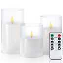 Eywamage Flameless Candles Set of 3, White Acrylic LED Candles Upgraded Realistic Battery Operated Flames with Remote & Timer, Waterproof for Indoor,Outdoor Decor, Halloween & Christmas Lanterns