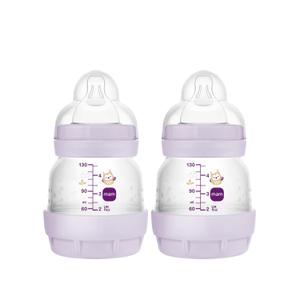 MAM Easy Start Anti-Colic Baby Bottles, Extra Slow Flow, Breastfeeding-Like Silicone Nipple Bottle, Reduces Colic, Gas, & Reflux, Easy-to-Clean, BPA-Free, Vented Baby Bottles for Newborns, 0-3 Months (2 Count (Pack of 1), Purple)