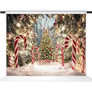 Kate Christmas Backdrops for Photography Candyland Backdrops Winter Snowy Cane Background, 7x5ft