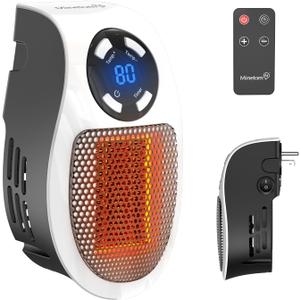 450W Space Heater, Remote Wall Outlet Electric Small Space Heater as Seen on TV with Adjustable Thermostat and Timer and Led Display, Compact for Home,Office,Bathroom