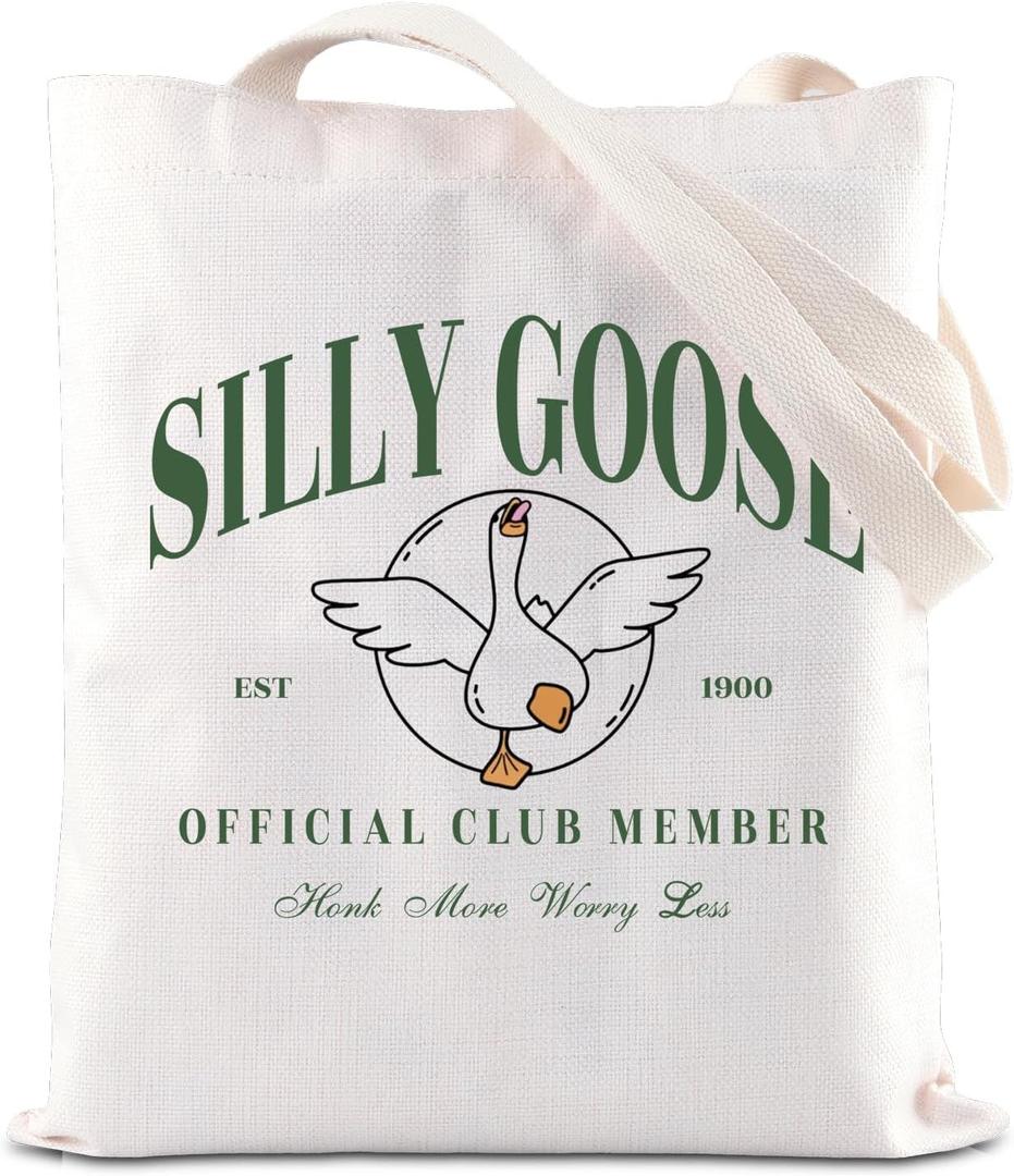 FOTAP Silly Goose Merch Silly Goose Inspire Tote Bag Silly Goose Gift Goose Lover Gift Kawaii Goose Handbag Animal Gift
