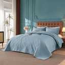 Oversized King Bedspreads 128x120 for Split Adjustable Bed or Extra Large/Tall Cal King or King Bed Lightweight Quilted Coverlet Sets 1 Quilt 2 Pillow Shams Blue