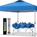 PHI VILLA Outdoor Pop up Canopy 10'x10' Tent Camping Sun Shelter-Series Party Tent, 100 Sq. Ft of Shade (Blue)