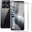 2 x for Xiaomi 14T Case with [2 Pack] Tempered Glass Screen Protector, (Clear TPU) Shockproof Bumper Cover Anti-Scratch Protective Slim Thin Crystal Phone Case for Xiaomi 14T