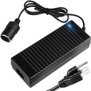 Aletbo 110V to 12V Converter, 15A 180W AC to DC Adapter, 12 Volt Cigarette Lighter Socket to Wall Plug for Car Refrigerator, Tire Inflator, Vacuum Cleaner, Iceless Cooler, 120V to 12V Converter