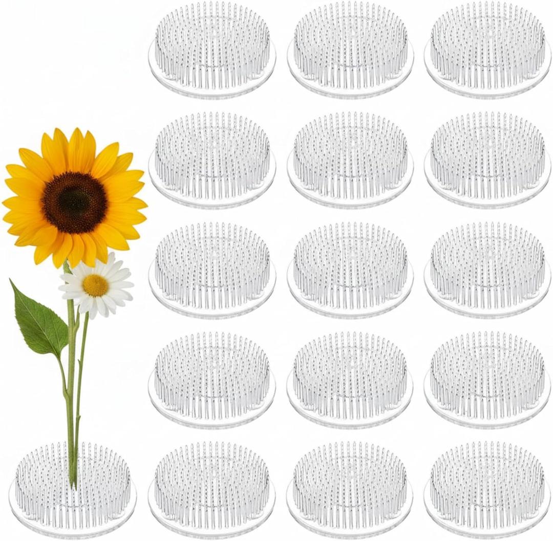 Waydress 12 Pcs 2.8 Inch Plastic Flower Frog Flower Pins Floral Frog for Arrangements Vase Japanese Floral Arrangement for Plant Decoration, Summer Activity, Wedding Decoration (Clear)