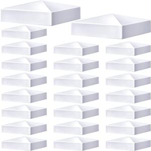 Taiyin 24 Pcs Pyramid White PVC Vinyl Post Top Caps, Fence and Deck Post Caps for Vinyl Fence Posts (4 x 4 Inch)