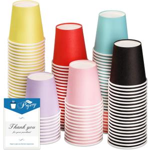 120 Count 3oz Colorful Paper Cups,Mouthwash Cups, Disposable Bathroom Cups,Small Paper Cups 3oz Ideal for Bathroom,Supermarket,Birthday Party,Picnic and BBQ(Mixed Colors)