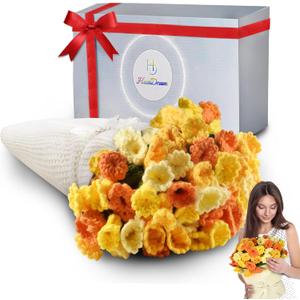 51" Crochet Flower Bouquet Throw Blanket, Handmade Knitted Daisy Flowers Blanket, Cute Romantic Gift for Her Girlfriend Mom Mothers Day Valentine Wedding Anniversary Christmas Women Birthday Gifts