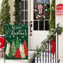 Merry Christmas Garden Flag Red Green Xmas Trees Snowflakes Patterns Yard Flag 12x18 Inch Garden Decorative Sign with Double-Sided Printing for Home Outside Yard Welcome Sign