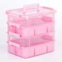 Art Supply Storage Organizer with 2 Removable Trays, 4-Layer 11QT Durable Craft Organizers and Storage for Sewing, Tool, Office Supplies, Art, Craft Supplies(Pink)