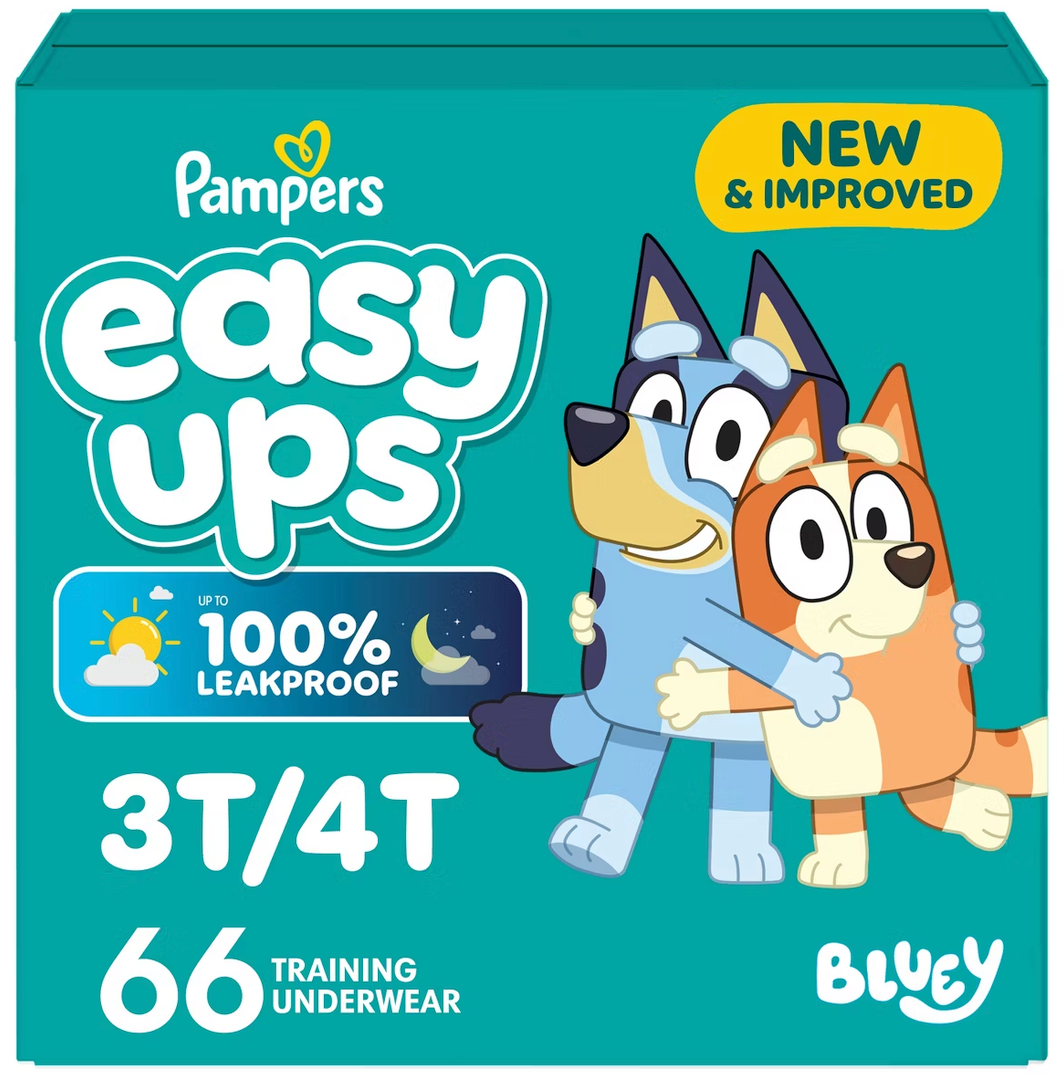 Pampers Training Pants - Easy Ups Boys & Girls Bluey - Size 3T-4T, 66 Count, Children's Potty Underwear 