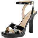 SLXCHBSL Heels for Women Platform Sandals Womens Chunky High Heels Open Toe Heeled Sandals Ankle Strap Womens Wedding Party Dress Shoes Black 8.5 (Black)