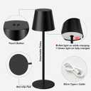 Kakanuo Cordless Table Lamp Rechargeable Black - KK 2 Pack 5000mAH Battery Operated Lamp for Counter, 3 Color Stepless Dimming Wireless Lamp for Dining Kitchen, Outdoor Patio, Touch Control