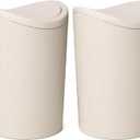 Superio Small Bathroom Trash Can with Lid, Modern White Mini Waste Bin with Swing Lid (1 1/2 Gallon, 6 Liter) Plastic Garbage Can for Kitchen, Bathroom, Bedroom, Office, Under Desk (1, Ecohome)