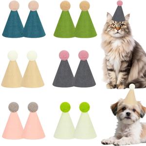 12pcs Mini Party Hats for Stuffed Animals, Morandi Hats Party for Dolls Dog Cat Rabbit Puppies Birthday Party Cone Hats Photo Prop