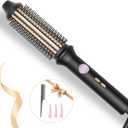Thermal Brush, Avvnee 1.26 Inch Curling Iron for Long Dry Hair, 110-220V Heated Round Brush with 10 Temp Settings, 30s Fast Heat for Curling & Volumizing & Straightener, Anti-Scald Nylon Bristles (Black)