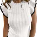 Saodimallsu Womens Summer Sleeveless Sweaters Vest Slimming Crewneck Cable Knit Ruffle Sweater Tank Tops Casual Work Tops (Large, White)