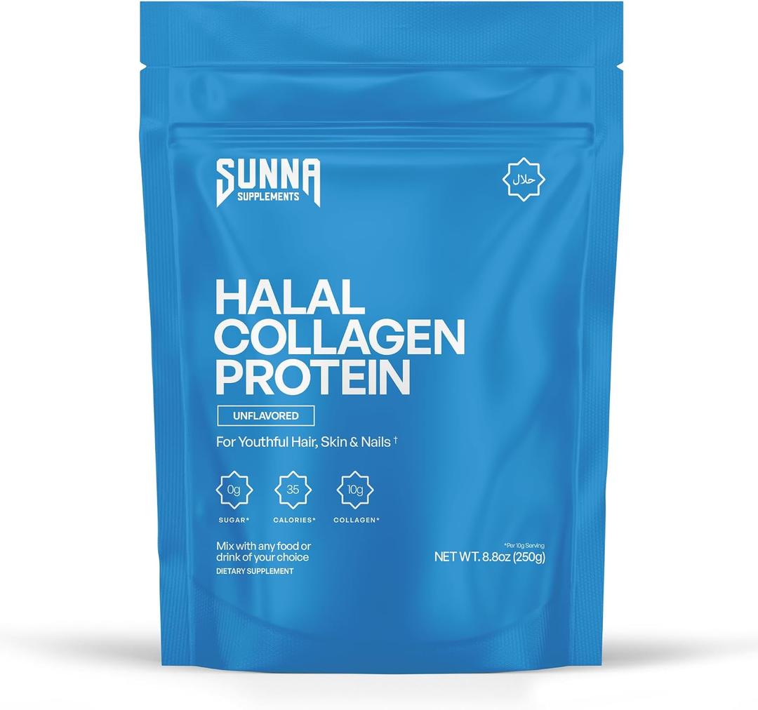 SUNNA SUPPLEMENTS Halal Bovine Collagen Protein Powder - 250g - Unflavoured