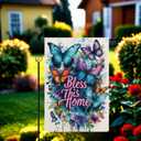 "Bless This Home" Butterfly Garden Flag 12.5x18 Inches - Vibrant Multicolor Decor for Outdoor Welcome Yard Sign