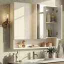 VASAGLE Medicine Cabinet Mirror with Storage, 6.5 x 35.4 x 29.5 Inches