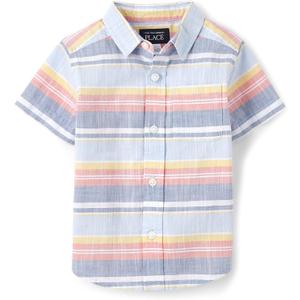 The Children's Place boys Short Sleeve Button Up Shirt, Size: 4T
