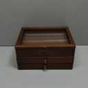 Knife Display Case, Knife Collection Display Holder with Glass Lid, 3-Layer Wooden Pocket Knife Case with Drawers (Walnut)