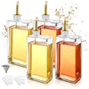 4 PCS Glass Olive Oil Dispenser Bottle for Kitchen 17 Oz/ 500 Ml Olive Oil and Vinegar Dispensers Bottle Set Gold Cooking Oils Dispensers 17 Oz Oils Container Kitchen