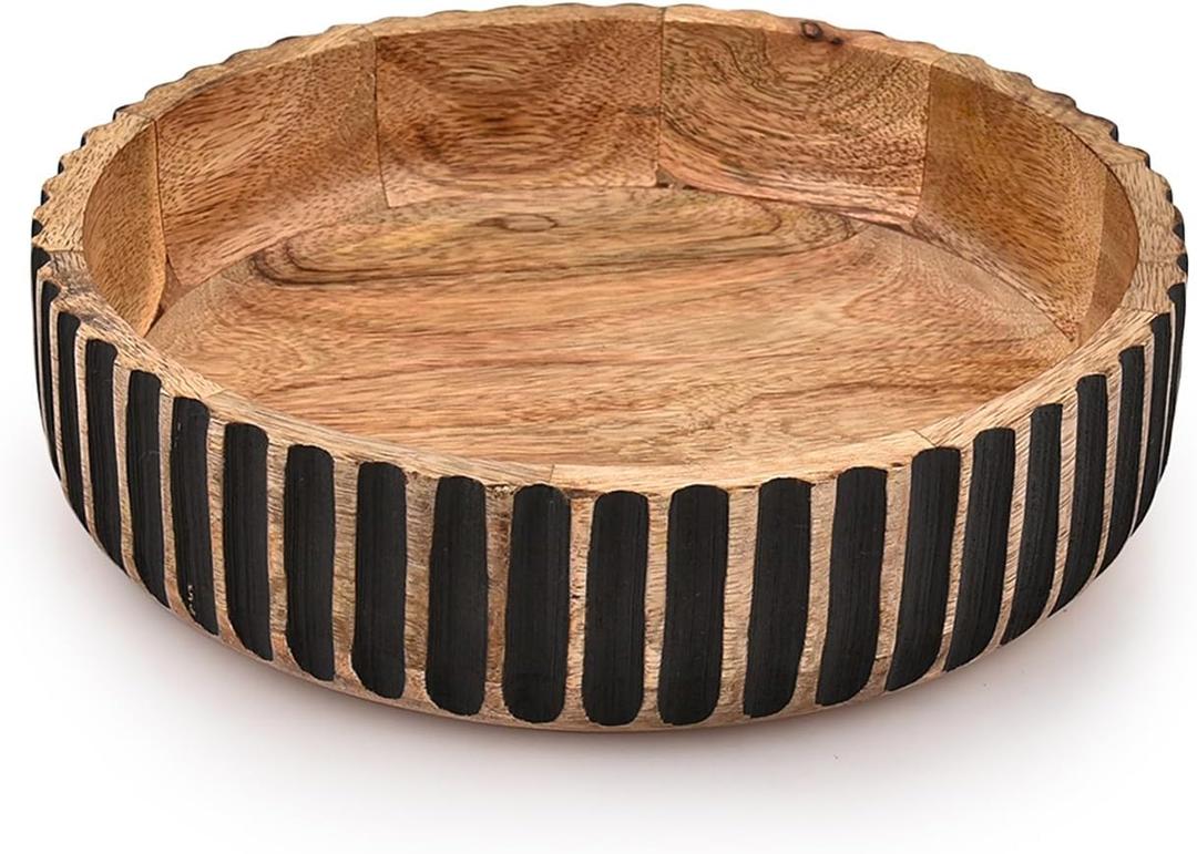 Decorative Bowl MANGO WOOD Decorative Bowls for Home Decor - Organic Modern Home Decor Bowl Key Bowl, Candy Bowl, Smudge Bowl (10" X 10" X 2.5'')