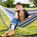 SUNCREAT Large Hammocks for Outside, Long Replacement Hammock Two Person for Stand, Blue White Stripes