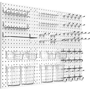 Daanxw Peg Board Kit, Includes Pegboard and Accessories,with Hooks and Bins,Peg Board Wall Organizer for Office,Ornaments Display,Crafts Organization (129, White)