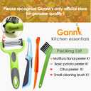 GANNK Potato Apple Vegetable Peelers for Kitchen, I and Y Peelers for Fruit Veggie Potatoes Carrot Cucumber, 3 in 1 Blade Spin Design With Julienne Function