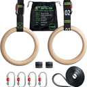 Gymnastic Rings with Adjustable Straps, 1.1" Olympic Rings, Calisthenics Rings Equipment, Gym Rings with Straps for Home Workout, Outdoor Exercise Rings, Crossfit Pull Up Row Dip Ring Training