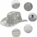 Silver Rhinestone Western Cowboy Hat for Womens - Glitter Cowgirl Hat for Disco Parties and Costumes