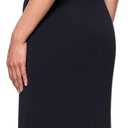 Betsy & Adam Women's Floor Length Scuba Crepe Evening Gown with Off Shoulder Taffeta Twist Neckline Formal Dress, Black Size 10
