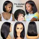 Bob Wig Human Hair 13x4 Frontal Lace Wig Short Straight HD Transparent Lace Front Bob Wigs for Black Women Human Hair Glueless Pre Plucked Hairline with Baby Hair Pre Cut 150% Density Natural Color