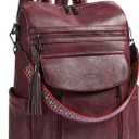 Shrrie Laptop Backpack for Women 15.6 inch,Travel Leather Backpack Purse Nurse Teacher Carry on Backpack Computer Bag,Professional Water-Resistant College Business Work Casual Daypack,Two-tone Maroon