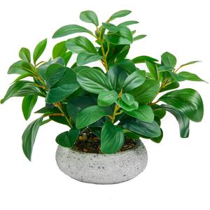 K&Y Realistic Artificial Potted Plants Olive Wild Fern Berry Decor Low Maintenance Faux Greenery Indoor Fake Plants for Home Office Bathroom Kitchen Desk Shelf (Gray Flowerpot Potted Plant)