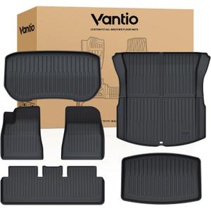 [Precise Fit Full Set] Vantio Floor Mats for Tesla Model 3 Highland 2024-2026, TPE All Weather Floor Liners, Anti-Slip Model3 Floorliners w/Seatback Protector, Rear Trunk Mat, Cargo Liner