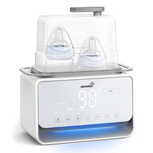 GROWSNY Fast Baby Bottle Warmer, 12-in-1 Milk Warmer with Steam and Water Bath Warming Modes for Breastmilk &Formula, Food Heating,with Thaw, Steri-lize, Egg Boil Function, Fits Most Types of Bottles (Gray)
