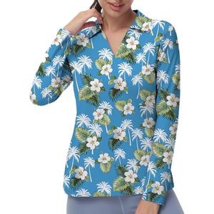 GGOV Women's Golf Polo Shirts Long Sleeve Workout Tops V Neck UPF 50+ Sun Protection Quick Dry Lightweight Active Shirts, XS