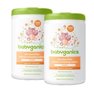 Babyganics Alcohol-Free Hand Sanitizing Wipes, Mandarin, Kills 99.9% of Common Bacteria, Moisturizing, 200 Count, (100 Count, 2 Pack), 