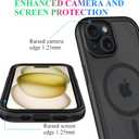 wahhle Compatible with iPhone 15 Plus Case, Magnetic Wireless Charging Built in Screen Protector Full Body Shockproof Slim Fit Bumper Protective Phone Cover 6.7'' Men Women-Black/Clear