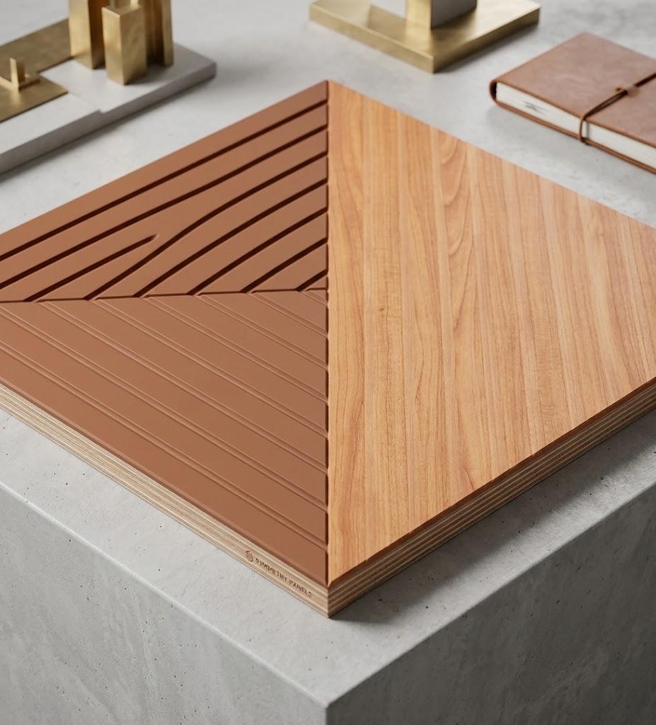 3D Wall Panel Walnut Wood Finish Geometric Line Design, Designer Wall Panel for TV Background, Living Room & Office  sq.ft Coverage per Panel 6 Packs