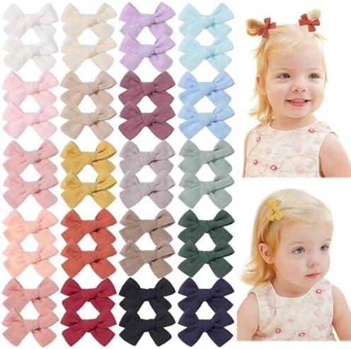 jollybows Mini Lined Hair Clips Bows for Babies, Infants, Toddlers, Girls and Teens - 20pcs 2" Tiny Barrettes