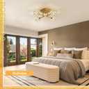 Modern Gold Sputnik Chandeliers 4-Light Crystal Semi Flush Mount Ceiling Light Fixture Industrial 18" Chandelier for Hallway Entryway Kitchen Bedroom Dining Room